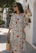 Mimosa — Vestido Floral Largo con Manga | Luna Ferrer - Luna Ferrer Vestidos