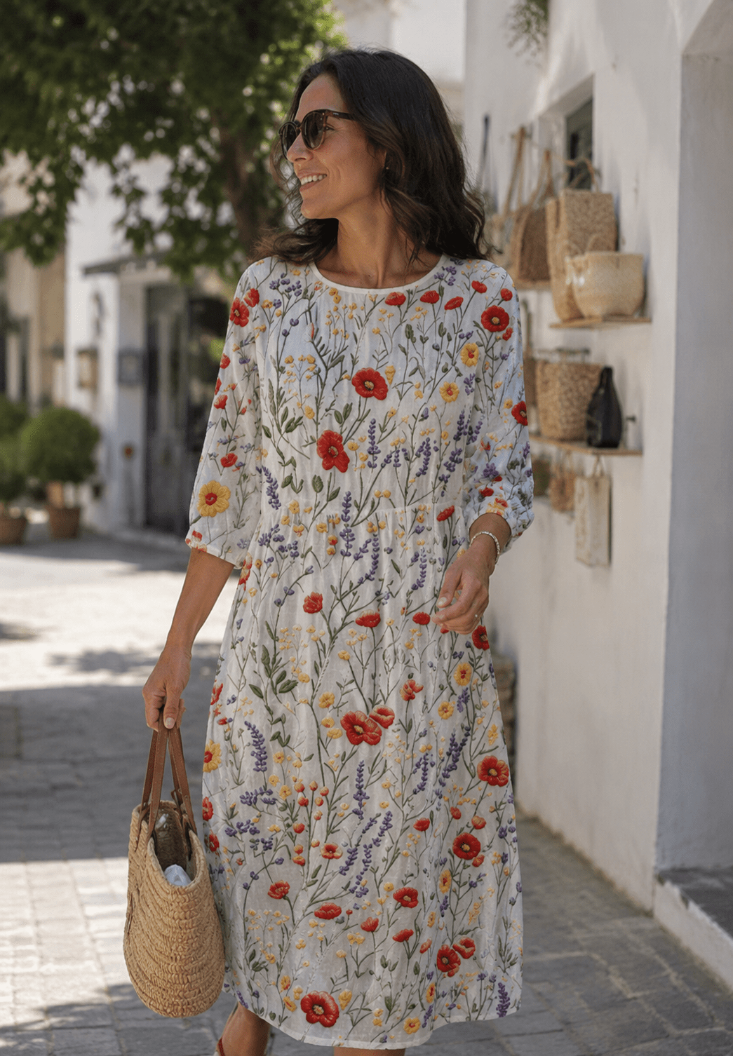 Mimosa — Vestido Floral Largo con Manga | Luna Ferrer - Luna Ferrer Vestidos