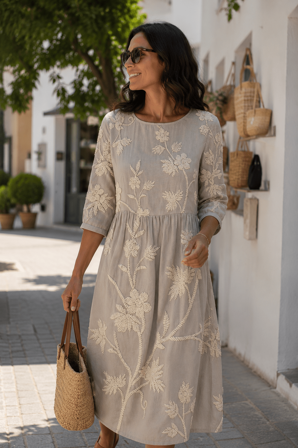 Mimosa — Vestido Floral Largo con Manga | Luna Ferrer - Luna Ferrer Vestidos