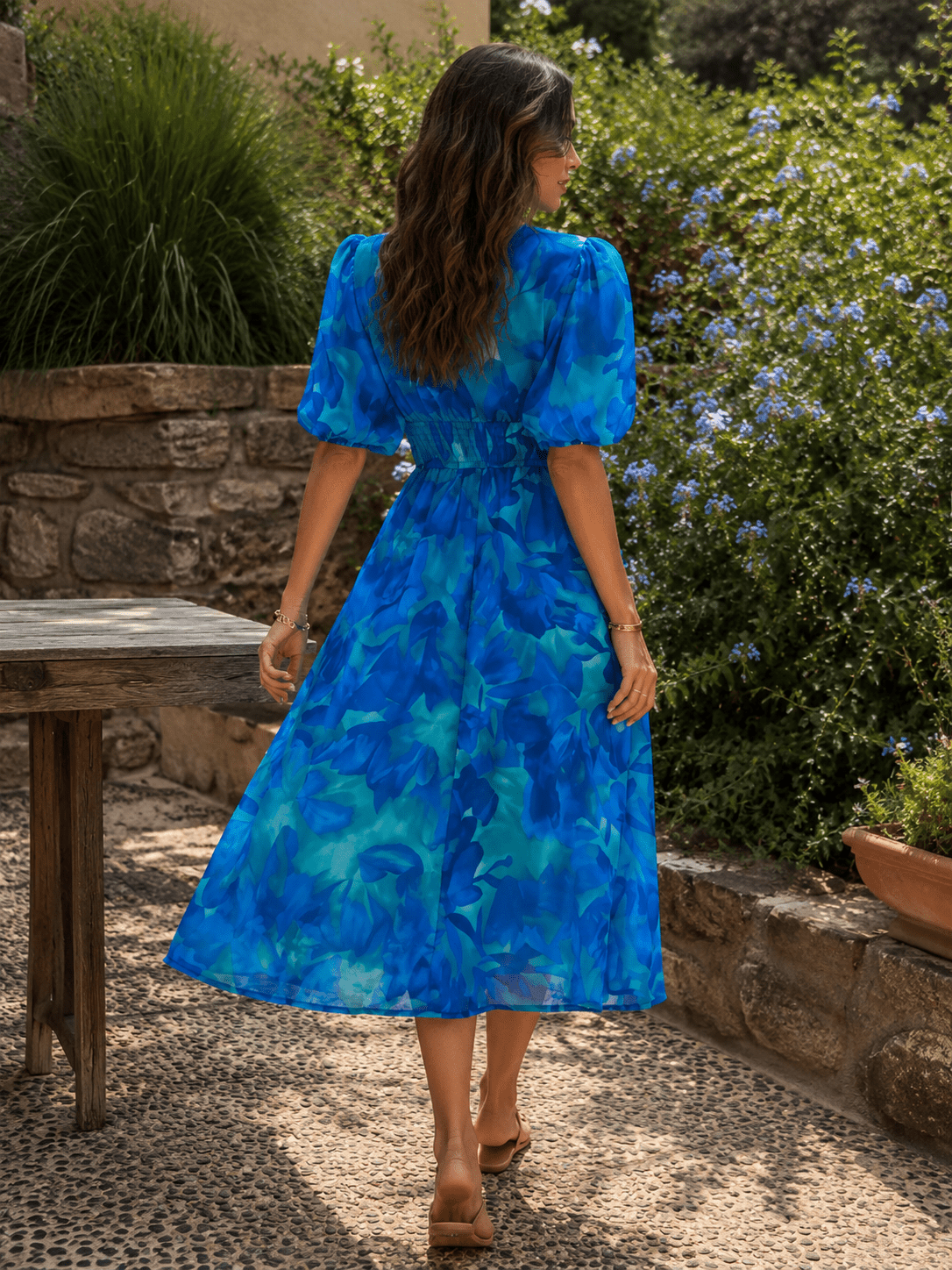 Azure — Vestido Midi Floral | Luna Ferrer - Luna Ferrer
