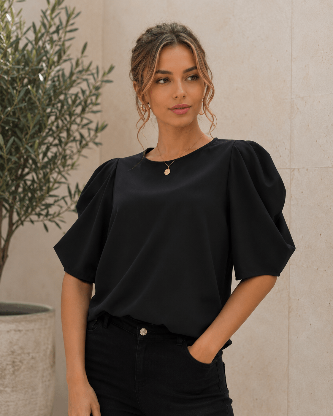 Sara — Blusa de Manga Abullonada - Luna Ferrer