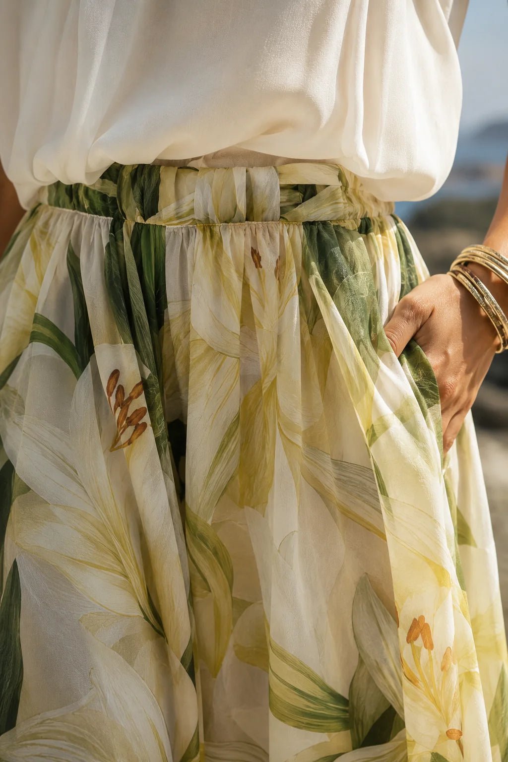 Gardenia — Conjunto Camiseta y Pantalón Blanco Floral | Luna Ferrer - Luna Ferrer Conjuntos