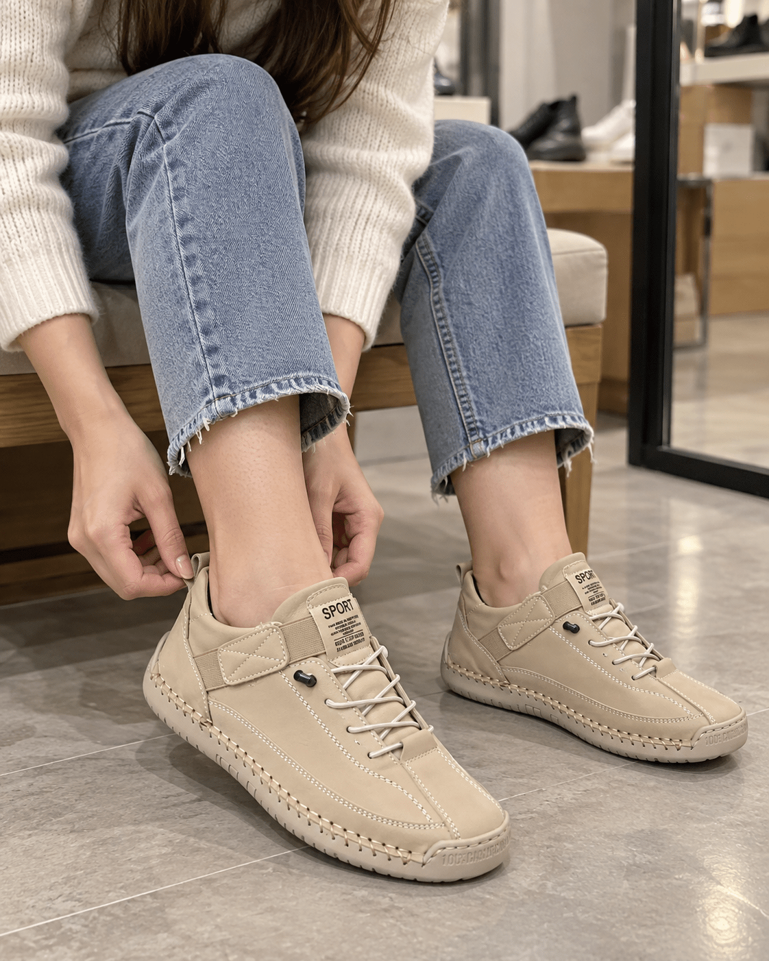 Zapatillas casual con cordones en caqui - Paula Vela Zapatillas