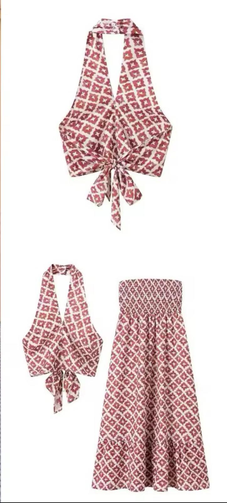 Flamenca — Conjunto Top y Falda Rosa Coral | Luna Ferrer - Luna Ferrer Conjuntos