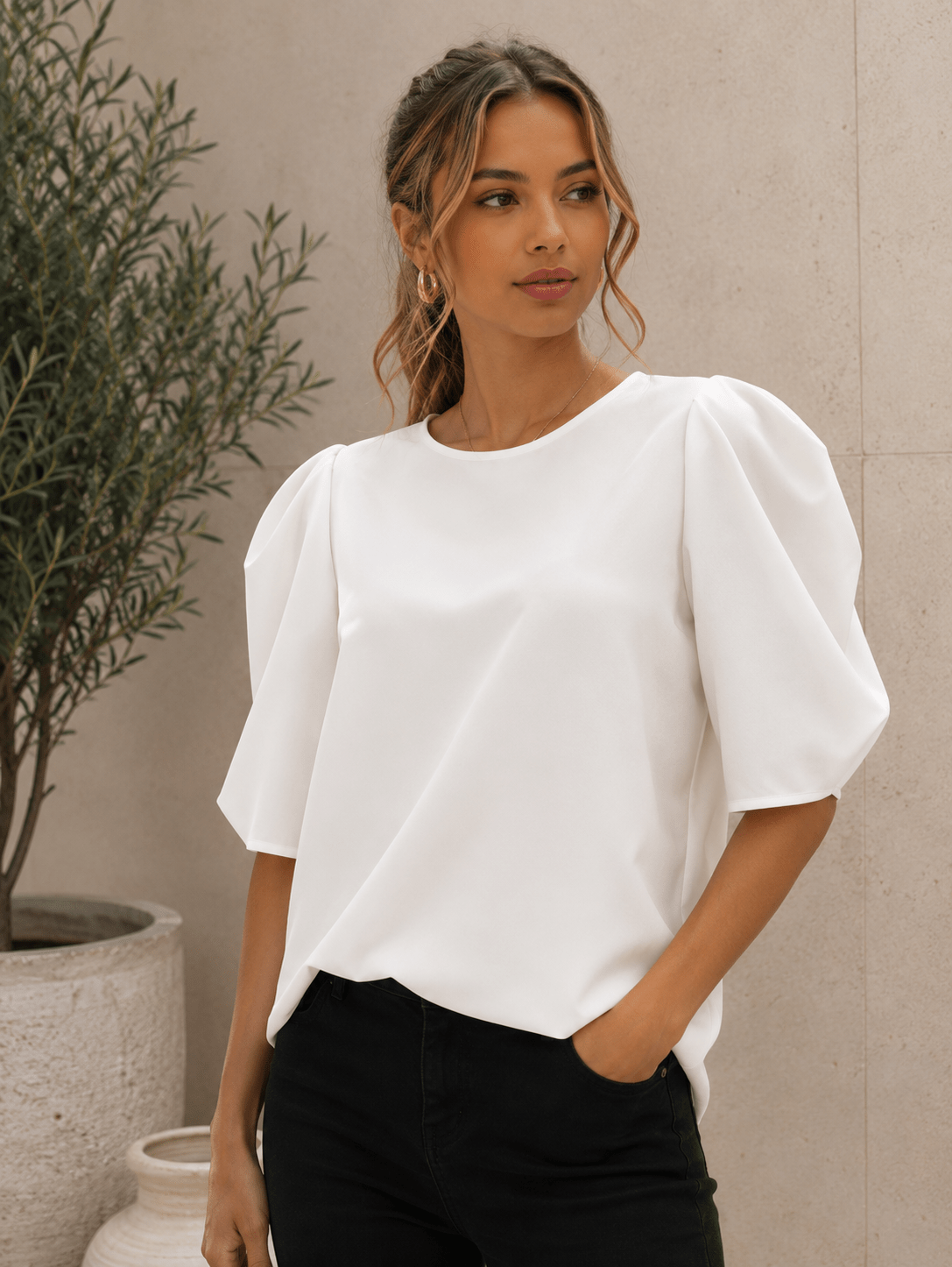 Sara — Blusa de Manga Abullonada - Luna Ferrer