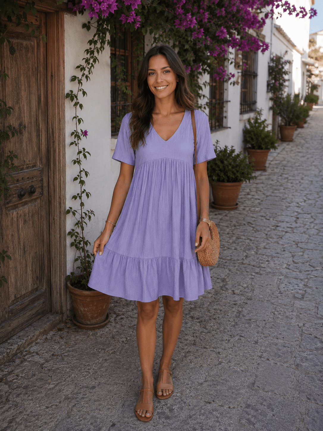 Valérie — Vestido Midi de Manga Corta | Luna Ferrer - Luna Ferrer