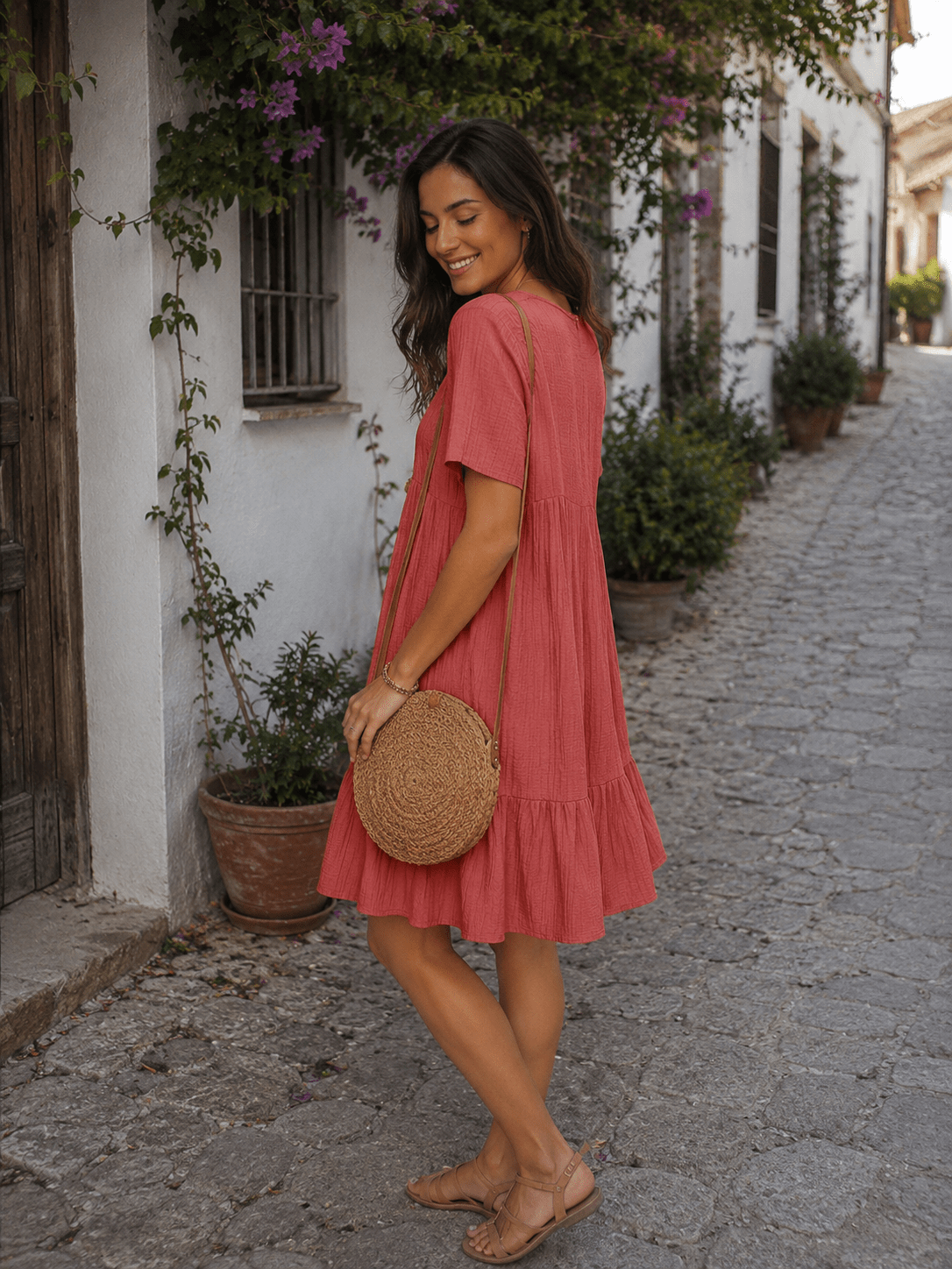 Valérie — Vestido Midi de Manga Corta | Luna Ferrer - Luna Ferrer