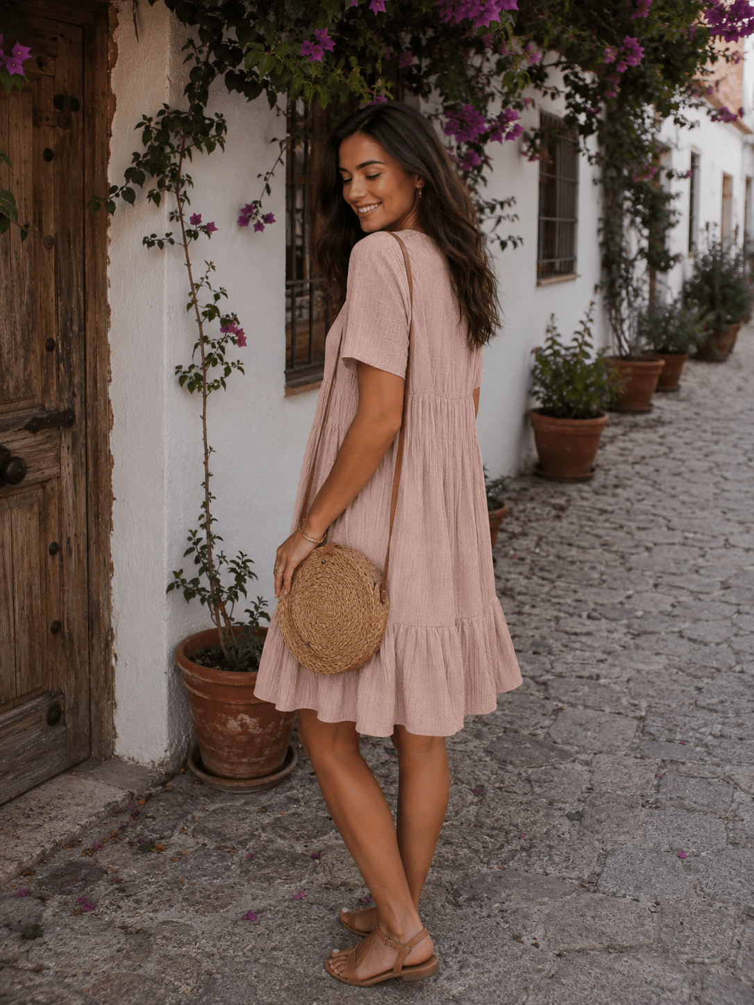 Valérie — Vestido Midi de Manga Corta | Luna Ferrer - Luna Ferrer