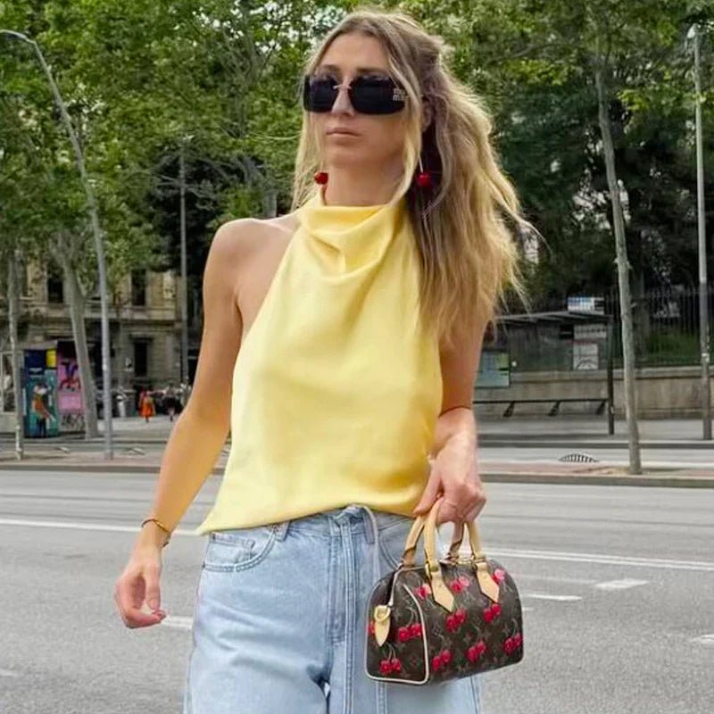Laura — Top Halter de Satén - Luna Ferrer