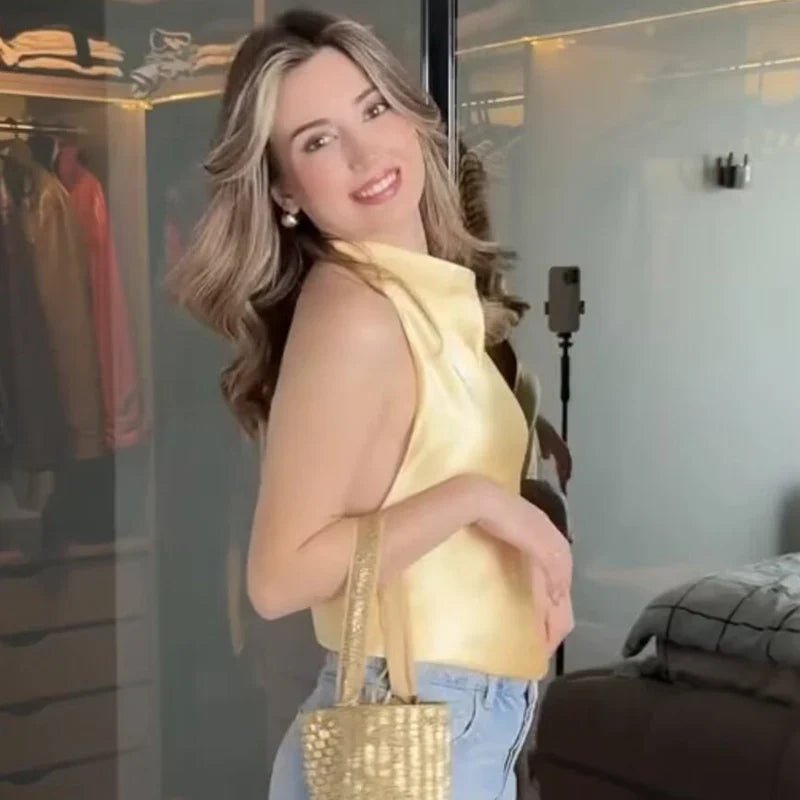 Laura — Top Halter de Satén - Luna Ferrer
