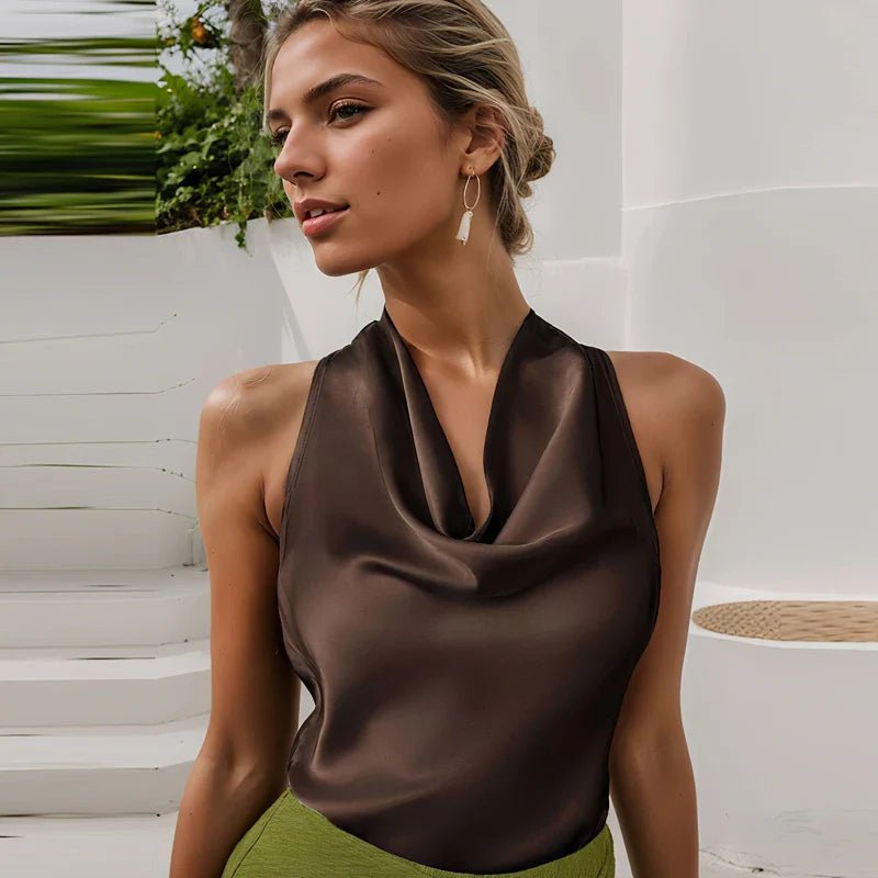 Laura — Top Halter de Satén - Luna Ferrer