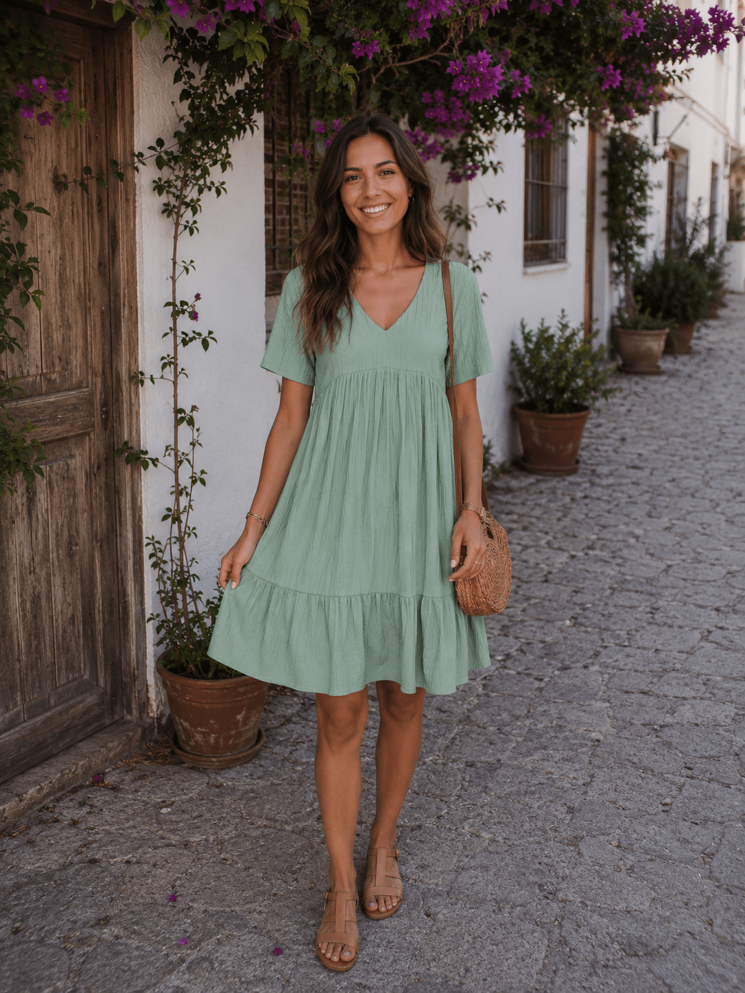 Valérie — Vestido Midi de Manga Corta | Luna Ferrer - Luna Ferrer