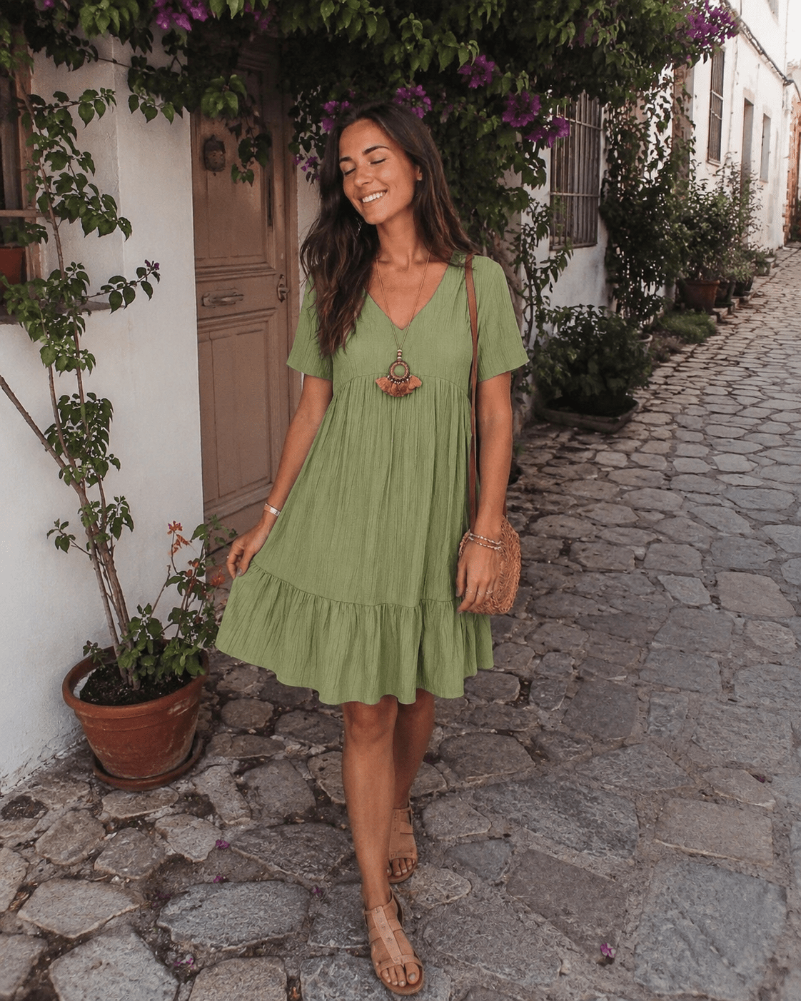 Valérie — Vestido Midi de Manga Corta | Luna Ferrer - Luna Ferrer