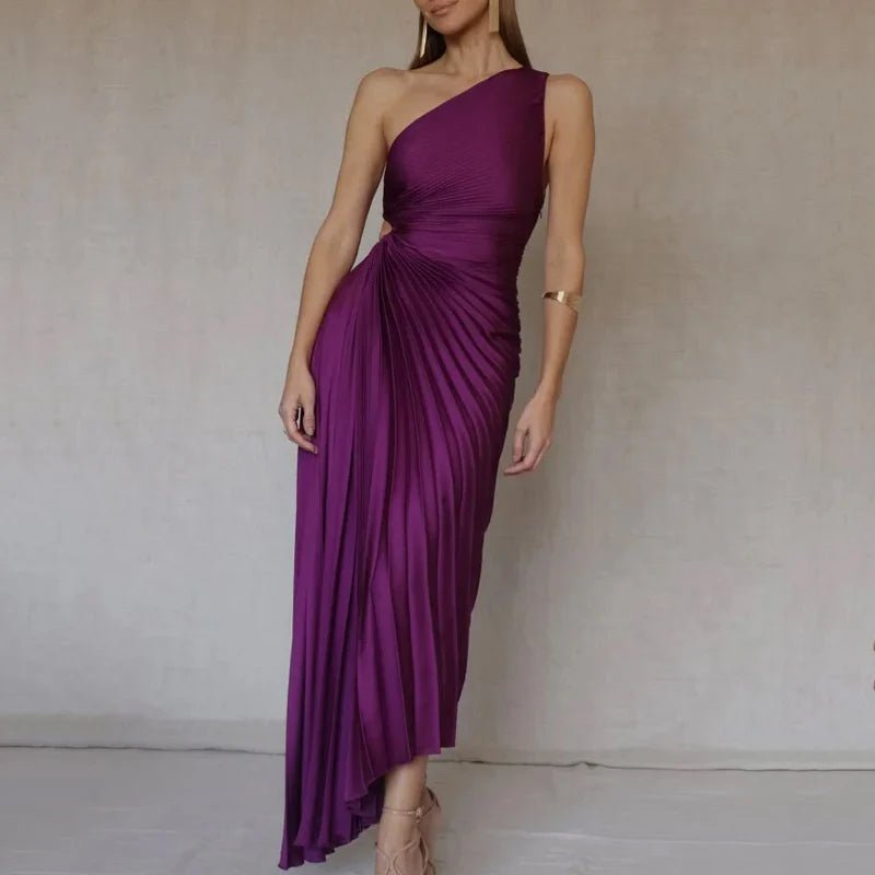 Marta — Vestido Plisado de Un Solo Hombro | Luna Ferrer - Luna Ferrer